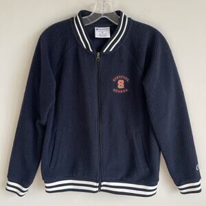 Syracuse University Womens Sherpa Full Zip Varsity Jacket Size M Champion